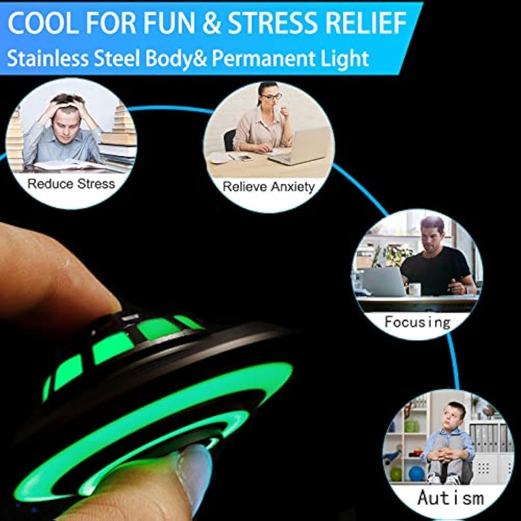 UFO Metal Fidget Spinner – Luminous Stress Relief Desk Toy
