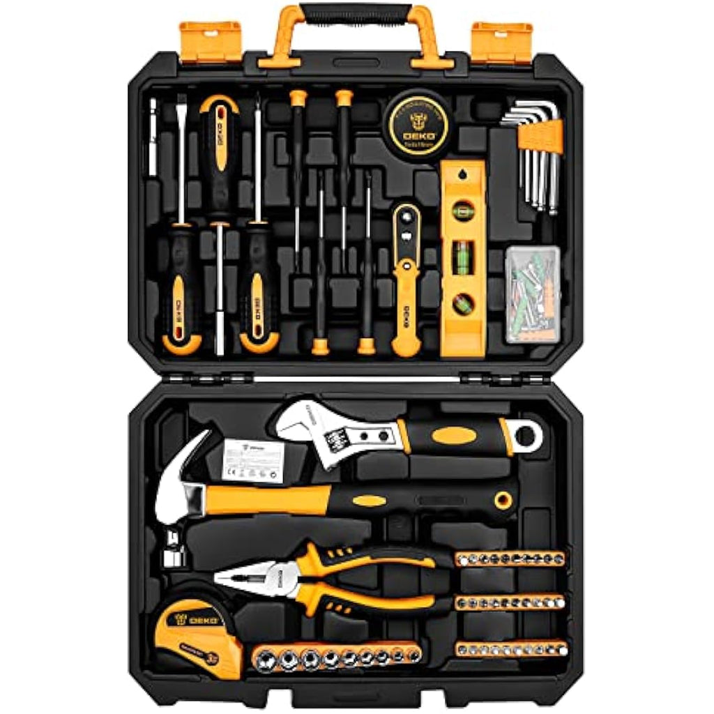 DEKO 100 Piece Home Repair Tool Set | Household Hand Tool Kit with Case