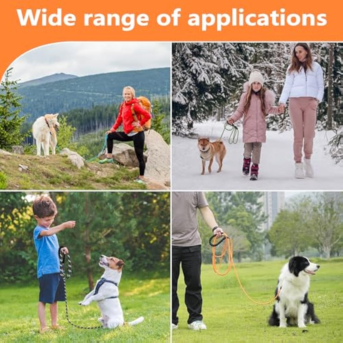 Reflective Dog Training Lead | Long Rope Leash with Padded Handle