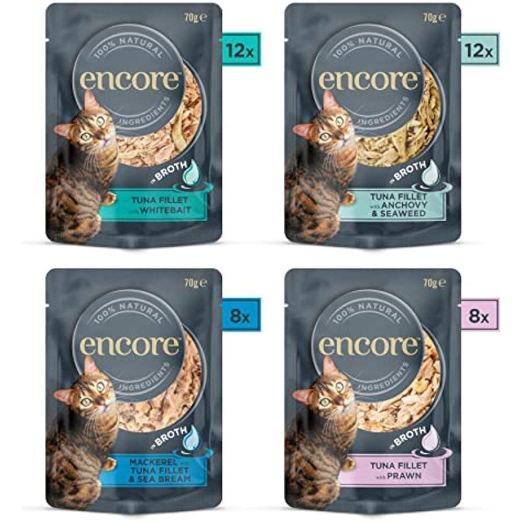 Encore Natural Wet Cat Food | Fish Selection in Broth | 40 x 70g Pouches