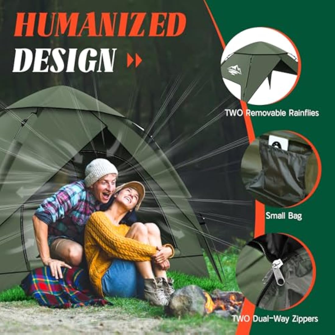 2-3 Person Pop Up Camping Tent | Waterproof Double Layer Dome
