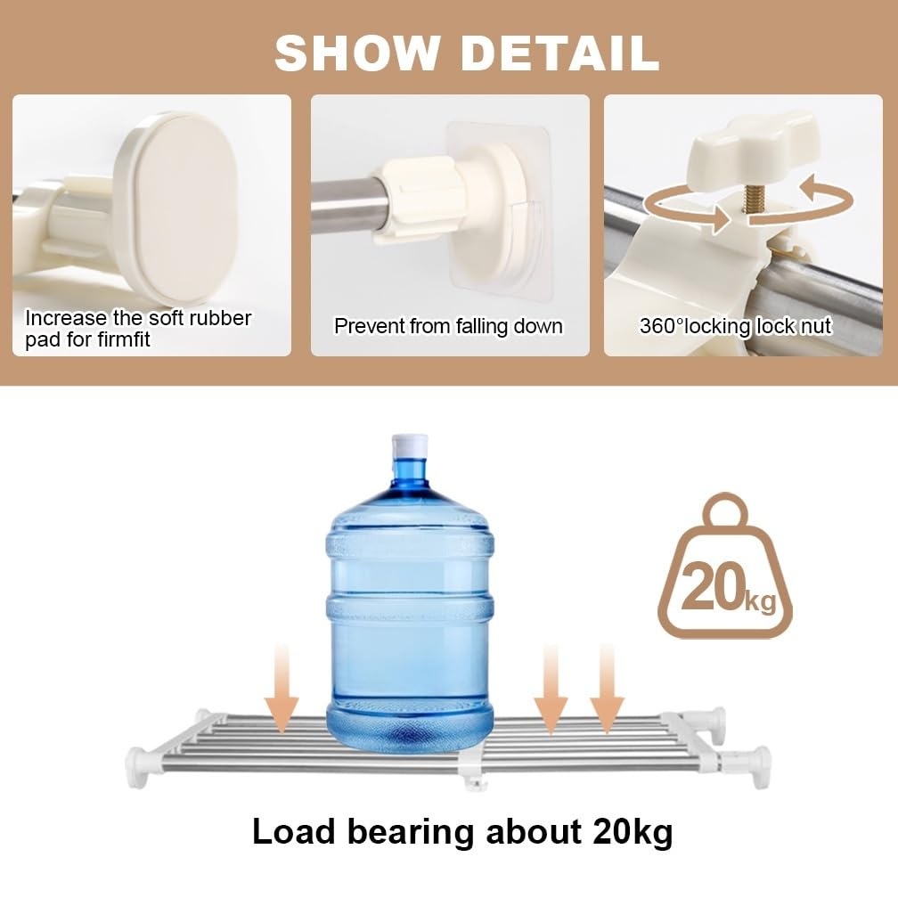 Hershii Adjustable Wardrobe Tension Shelf | Expandable Closet Organizer