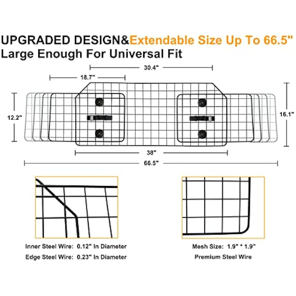 NOAMOO Heavy-Duty Dog Car Barrier – Adjustable Wire Mesh SUV Pet Guard