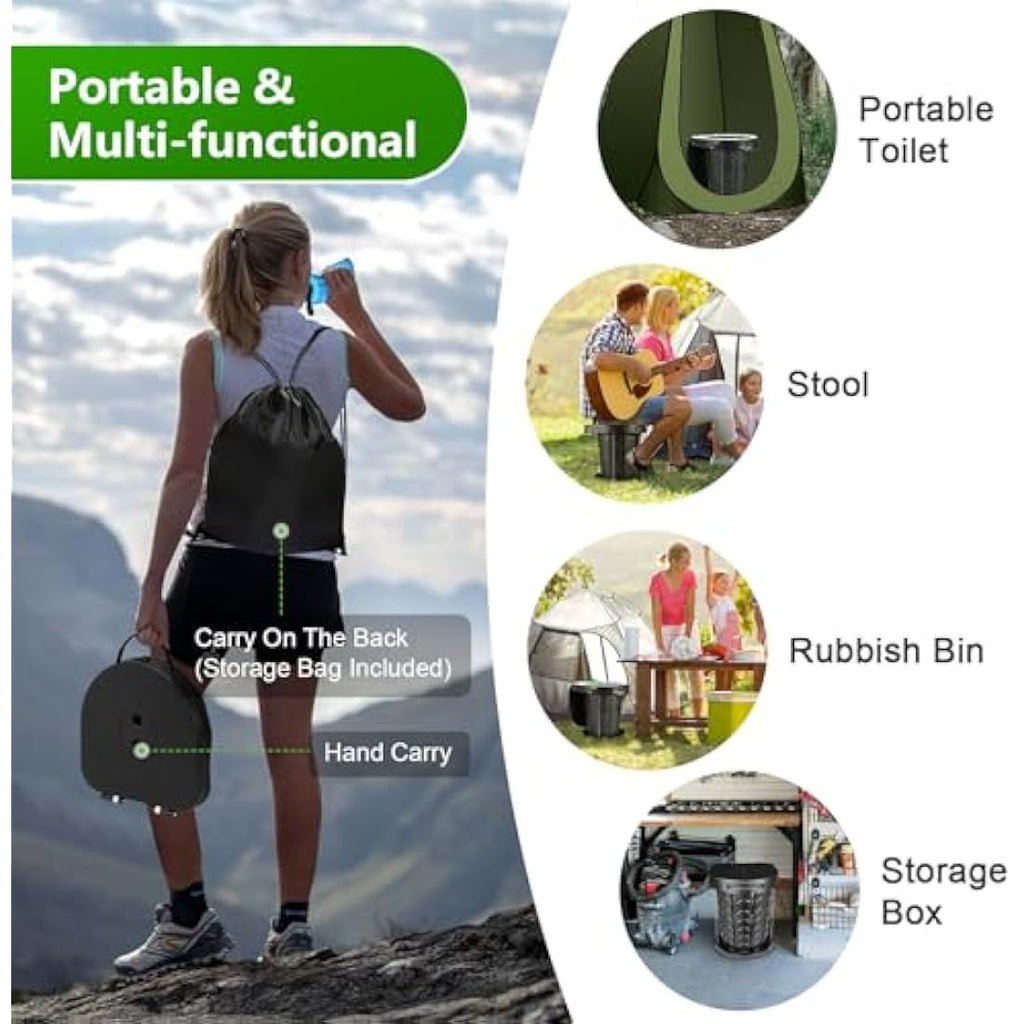 imodomio Portable Camping Toilet - Folding ABS Potty with Lid & Storage Bag