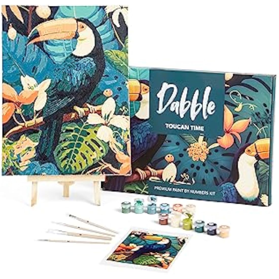 Dabble Paint by Numbers Kit for Adults - Floral Canvas with Wood Frame