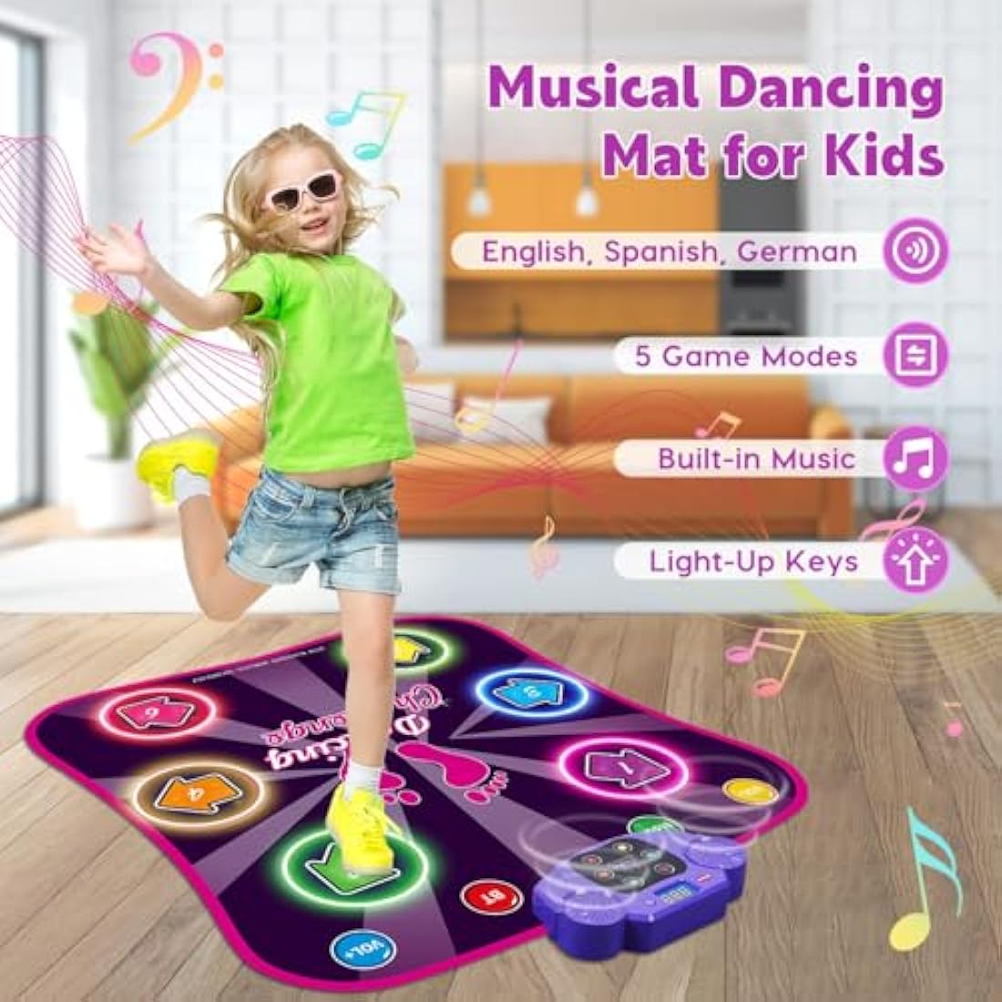 Jolof Store Light Up Dance Mat – Bluetooth Music Game Pad for Kids