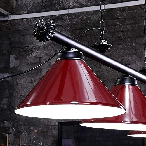 Wellmet 59-Inch 3-Light Pool Table Light | Matte Red/White Billiard Lamp