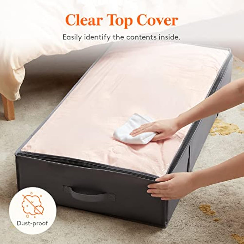 Lifewit 95L Under Bed Storage Boxes | 6 Pack Grey Fabric Organisers