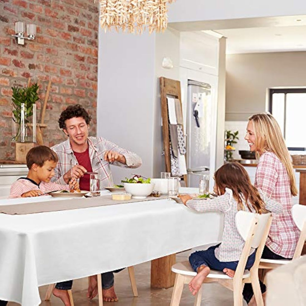 Deconovo Faux Linen Square Tablecloth – Water Resistant White 51x51in