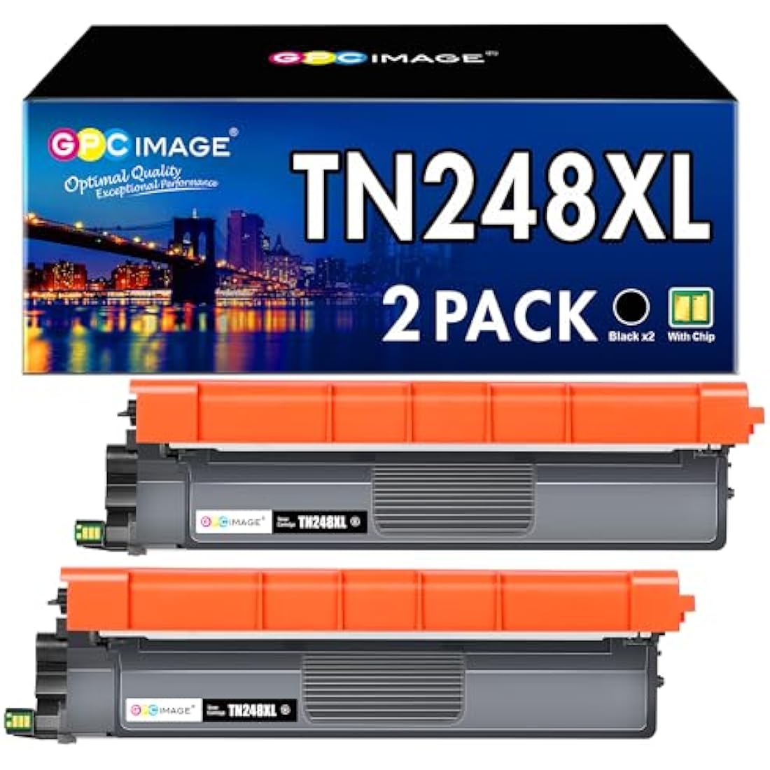 GPC Image TN248XL Black Toner Cartridges for Brother Printers | 2-Pack
