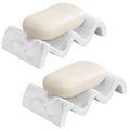 Luxspire Marble Resin Self-Draining Soap Dish – Gravel White, 2 Pack