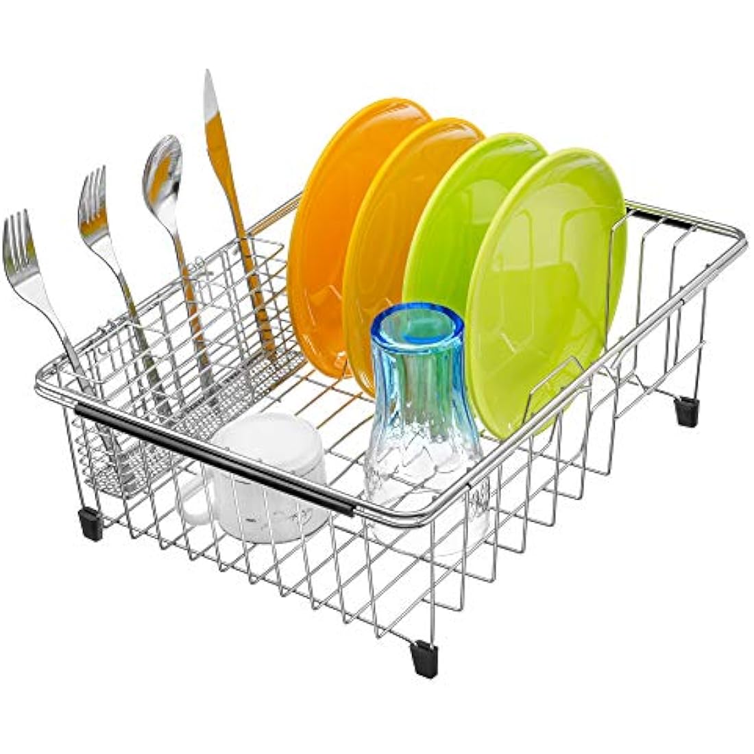 iPEGTOP Extendable Dish Drying Rack | 304 Stainless Steel Sink Drainer