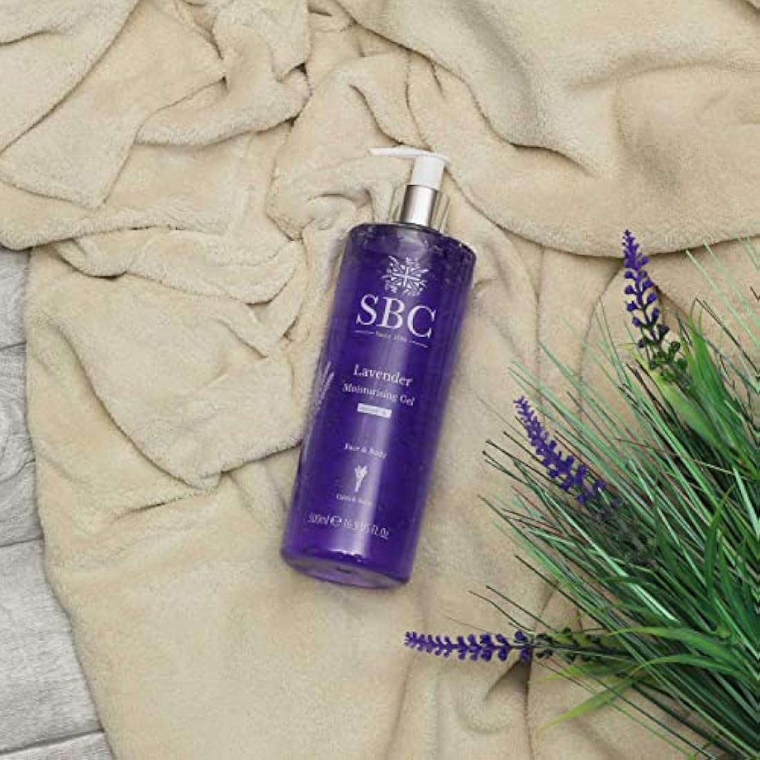 SBC Skincare Lavender Moisturising Gel – Soothing Face & Body Vegan Gel 500ml