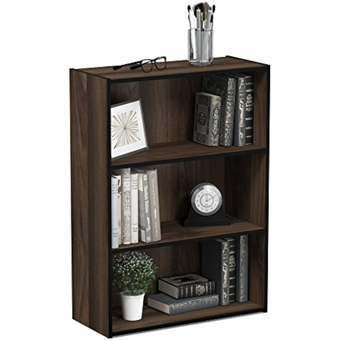Furinno Pasir 3-Tier Open Shelf Bookcase – Columbia Walnut Wood
