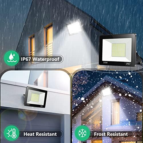 YIQIBRO 100W LED Floodlight 2 Pack – 10000LM 6500K IP67 Waterproof