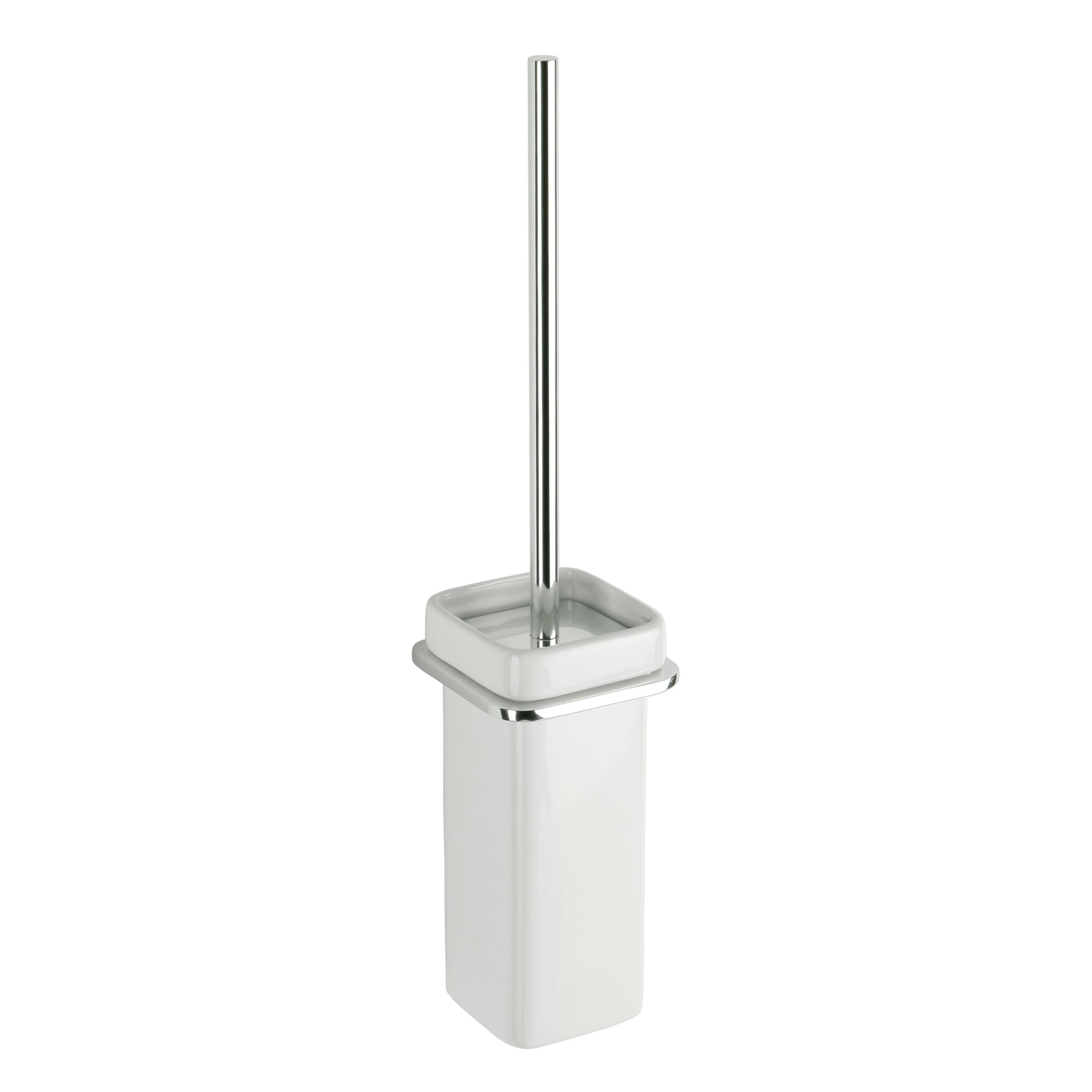 TATAY Wall Mounted Toilet Brush Holder | White Ceramic & Aluminium