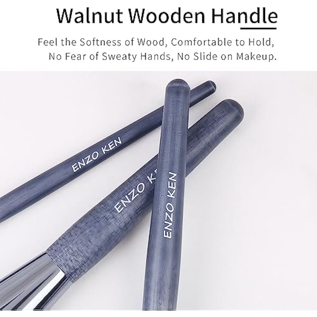 ENZO KEN Natural Badger Hair Makeup Brush Set | Walnut Handle with Case