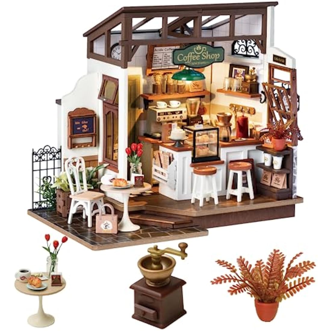 Rolife No.17 Café Shop DIY Miniature House Kit - Wooden Model Building Set