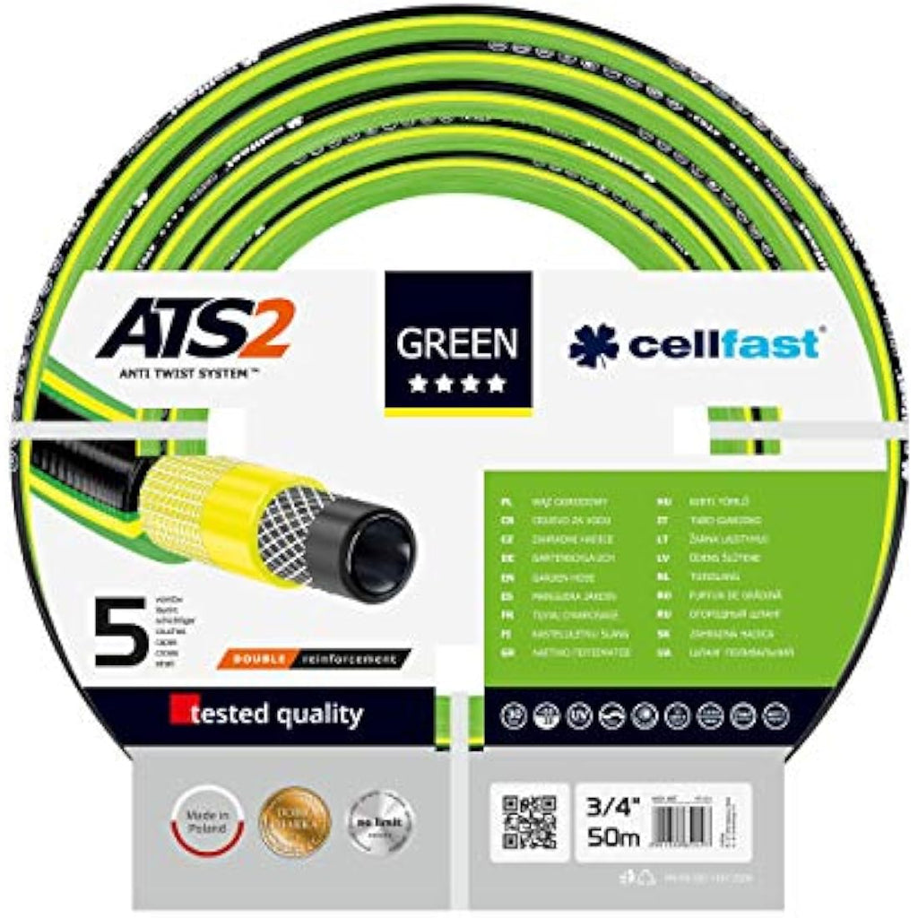 Cellfast Green ATS2 Garden Hose | 5-Layer Anti-Twist 3/4" 50m