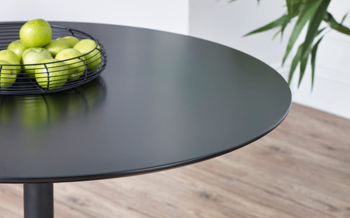 Julian Bowen Nero 100cm Round Table for 4, Black - H75 x W100 x D100cm