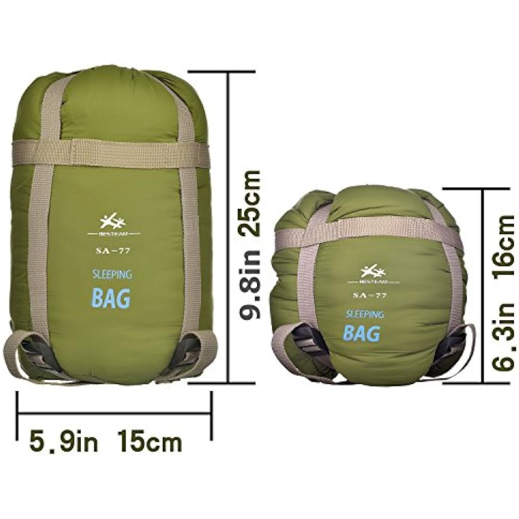 BESTEAM Lightweight Envelope Sleeping Bag | Ultra-light Army Green