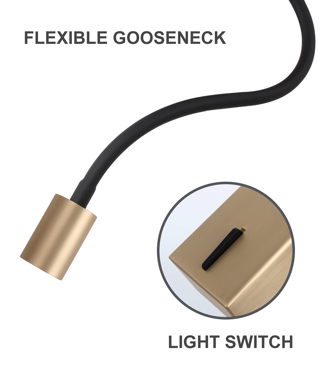 DAWALLIGHT Antique Brass LED Wall Reading Light | 5W Gooseneck Bedside Lamp