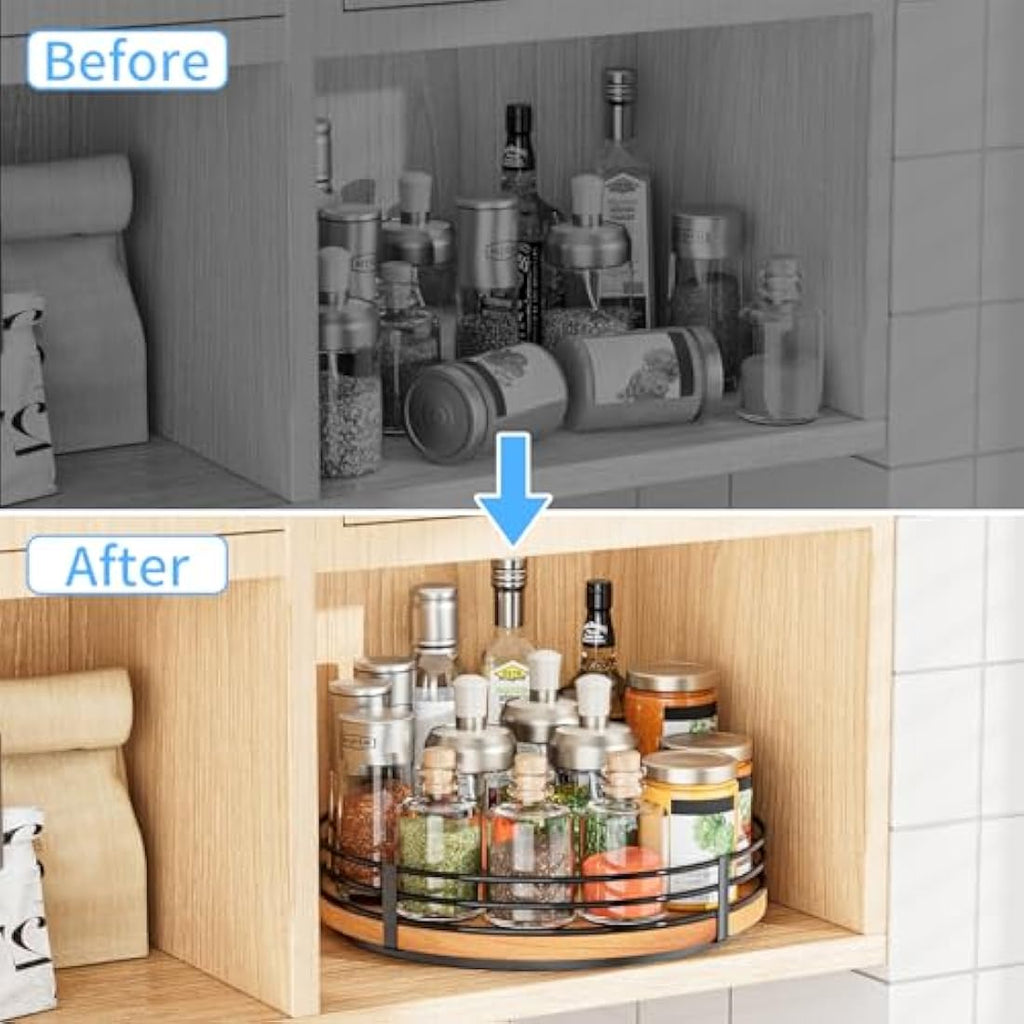 13" Oak Wood Lazy Susan Turntable Kitchen Organizer