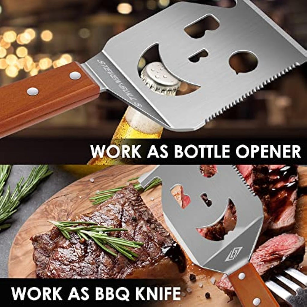 7-in-1 BBQ Spatula – 17 Inch Heavy Duty Grill Tool with Scraper