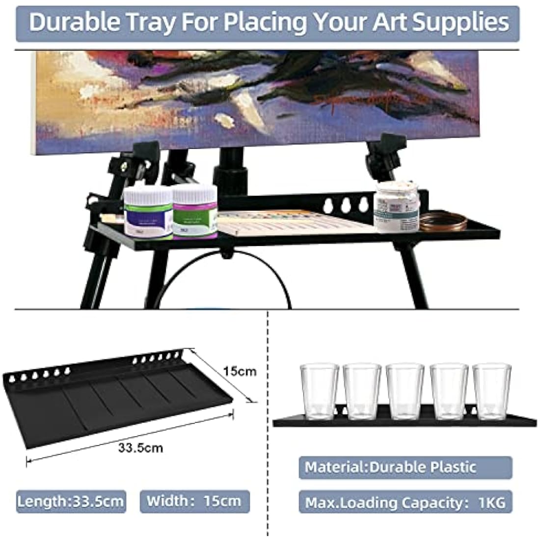 STANDNEE Adjustable Aluminum Artist Easel Stand with Portable Bag | Black