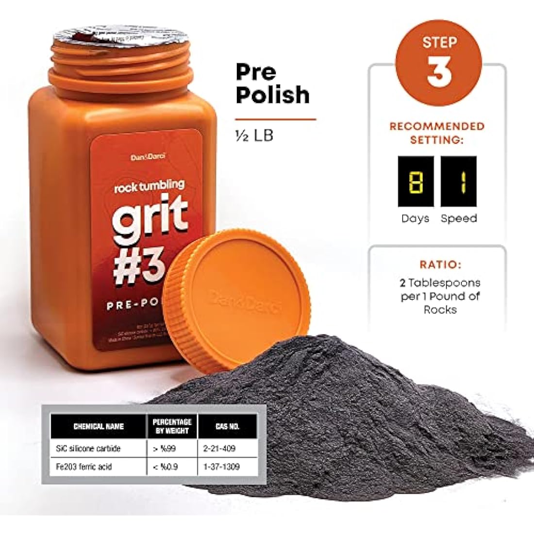 Dan&Darci Rock Tumbler Grit Refill Kit | 3.5lb 4-Step Media & Pellets