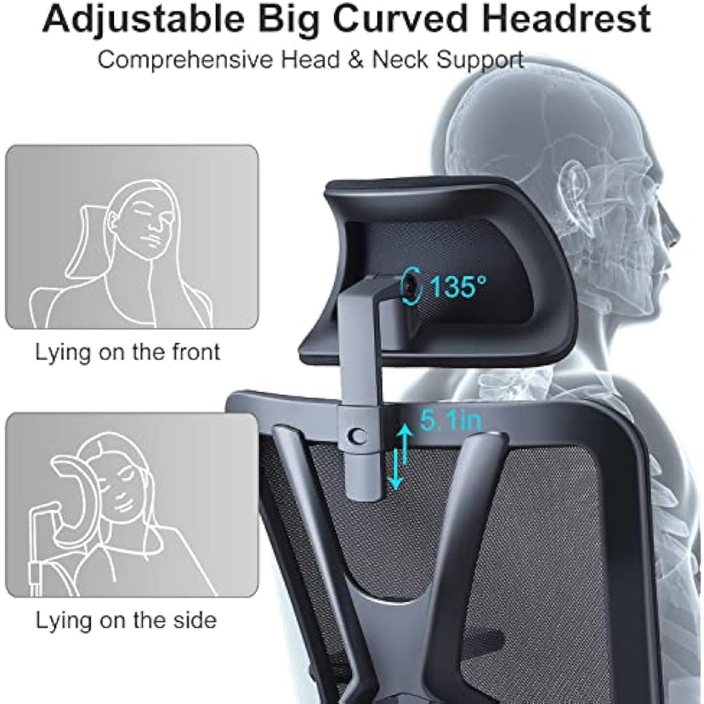 Ticova Ergonomic Office Chair – High Back Mesh Desk Chair with 3D Armrests
