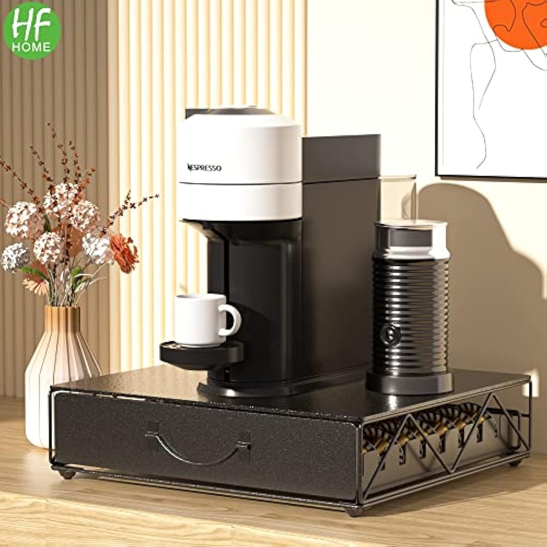 HFHOME Metal Coffee Pod Holder - 48 Nespresso Vertuo Capsule Drawer