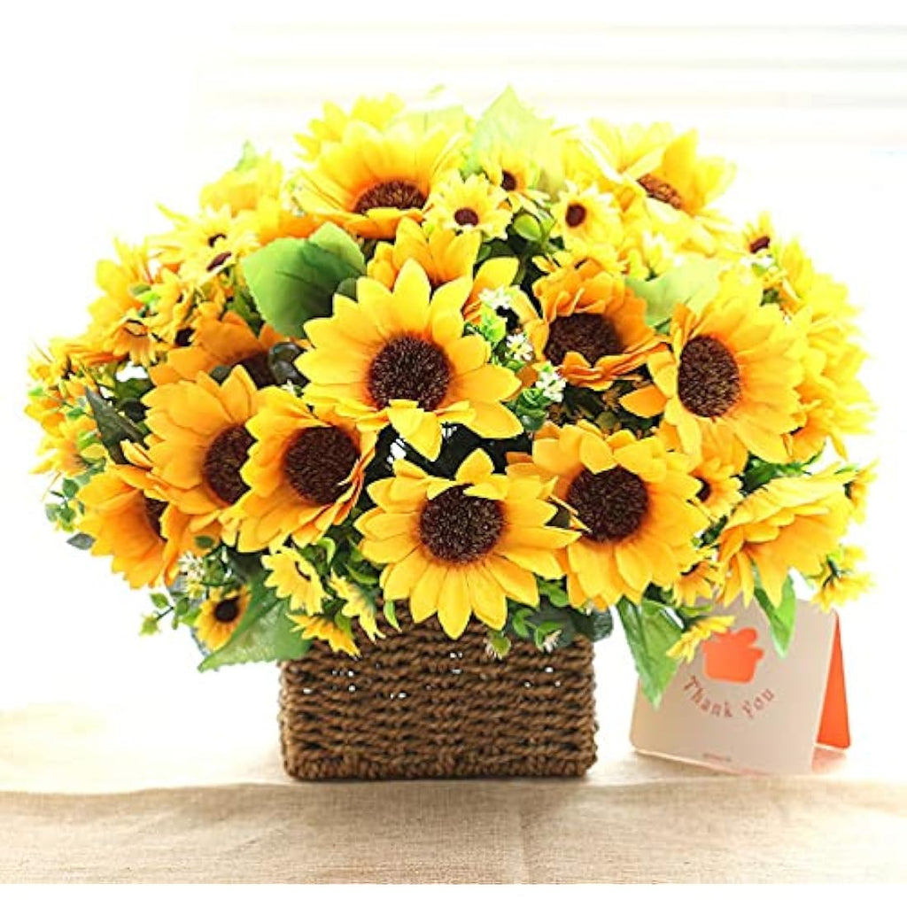 Jolof Store 2-Pack Silk Sunflower Artificial Flowers for Home Decor