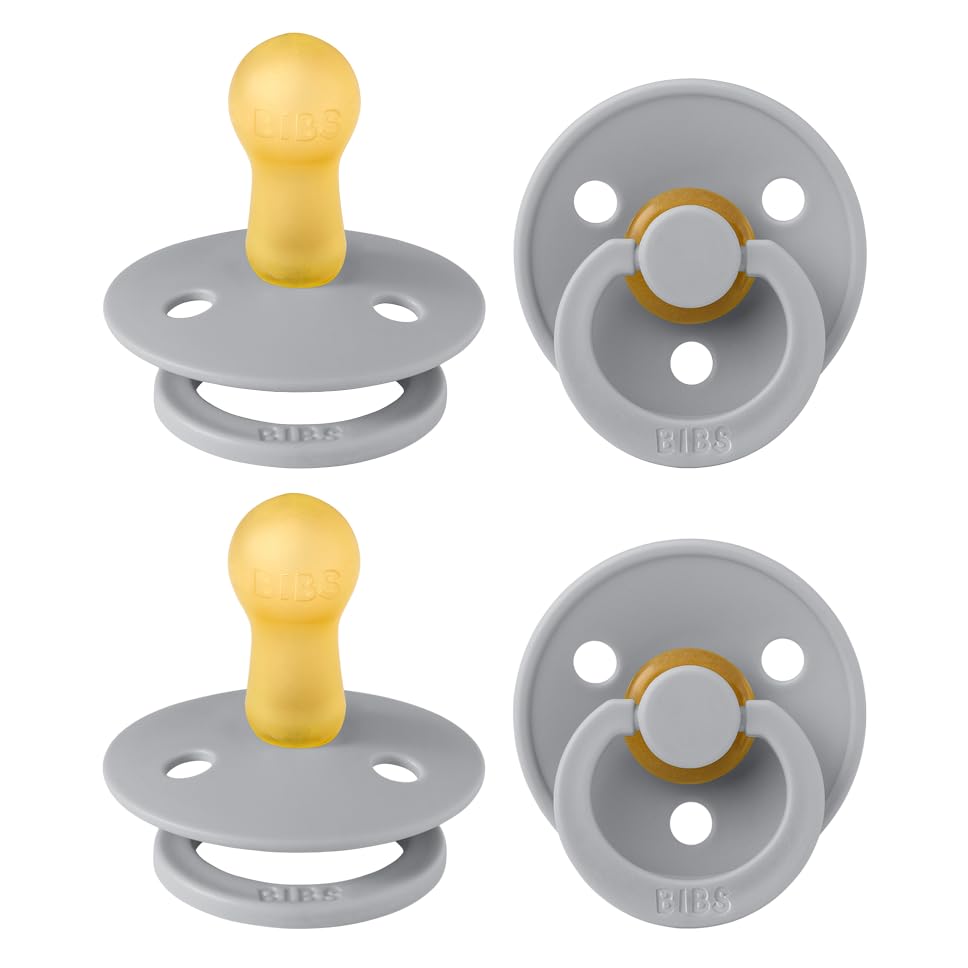 BIBS Colour Pacifiers 4-Pack | Natural Rubber Latex Soothers, Size 2