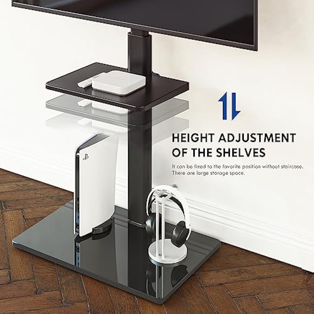 FITUEYES TV Floor Stand | Swivel Mount for 32-60 inch TVs with Shelf