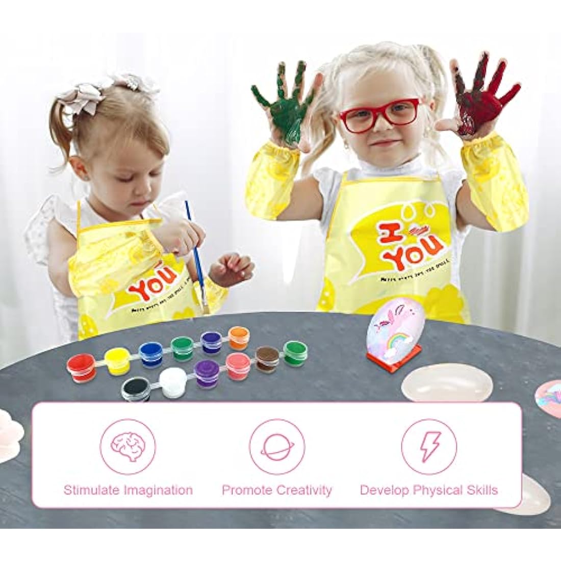 Lekebaby Unicorn Rock Painting Kit - Glow in the Dark Arts and Crafts