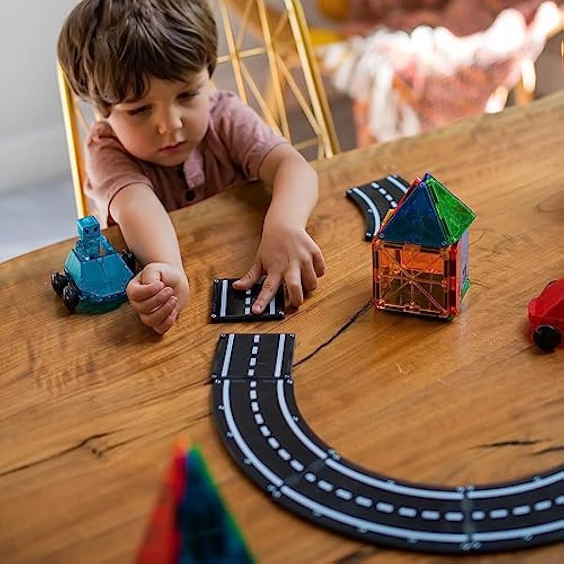 MAGNA-TILES XTRAS: Roads 12-Piece Magnetic Construction Set - Black