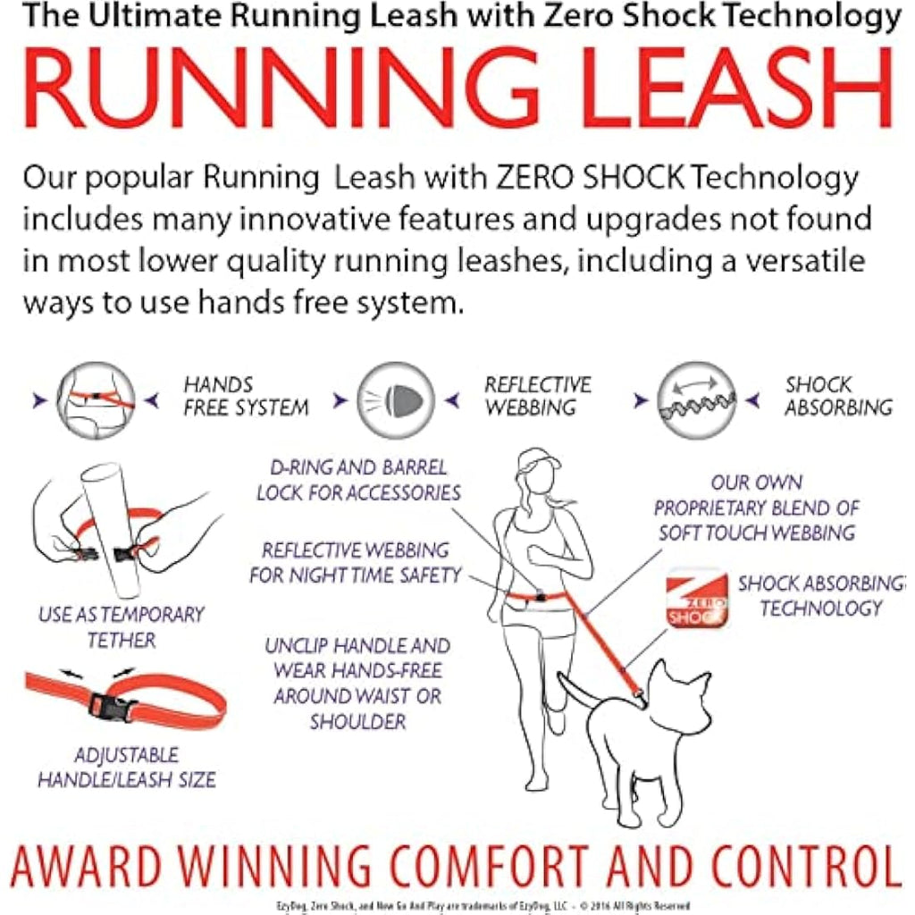EZYDOG Road Runner Hands-Free Dog Leash – Grey Shock-Absorbing Lead