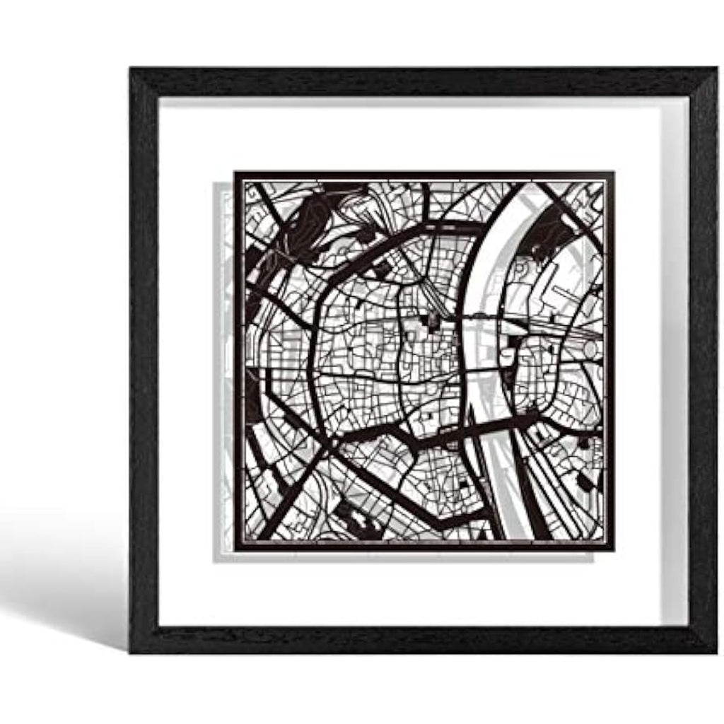 O3 Design Studio Cologne Marco de Papel para Mapas | Black Frame 9x9