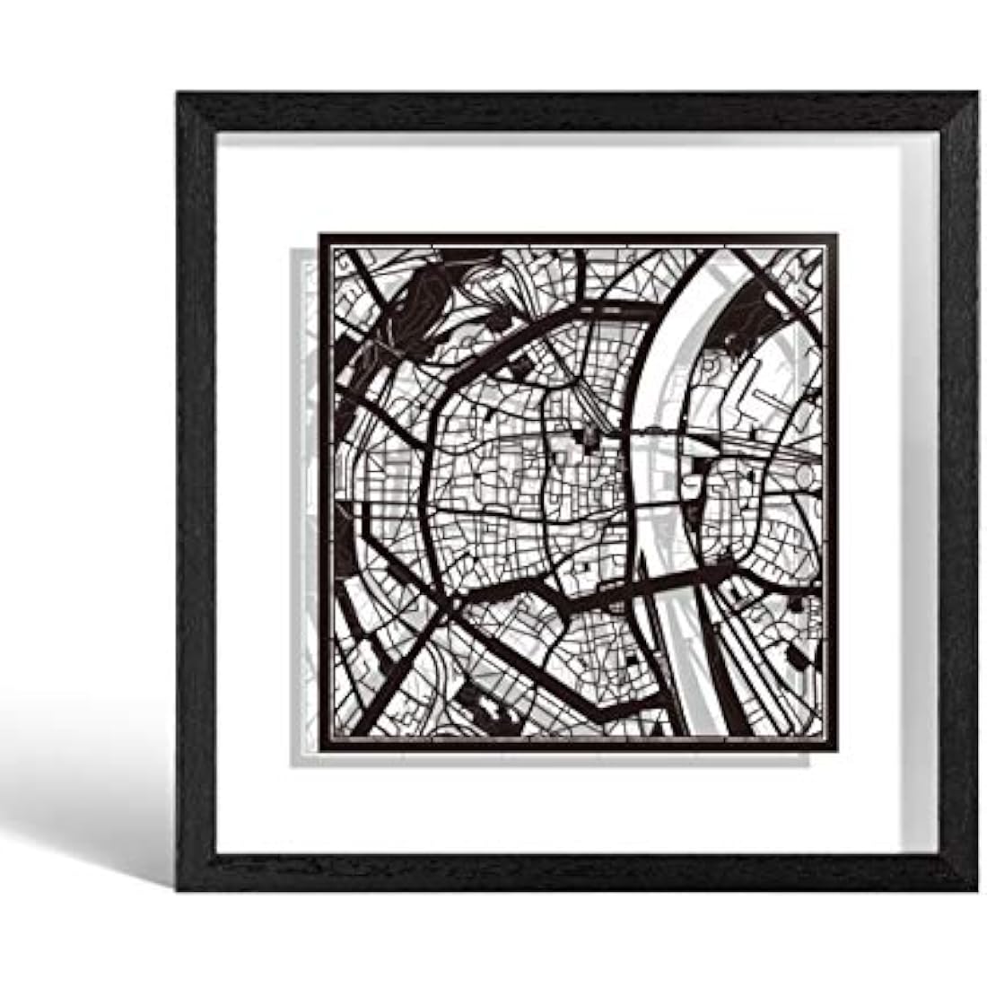 O3 Design Studio Cologne Marco de Papel para Mapas | Black Frame 9x9