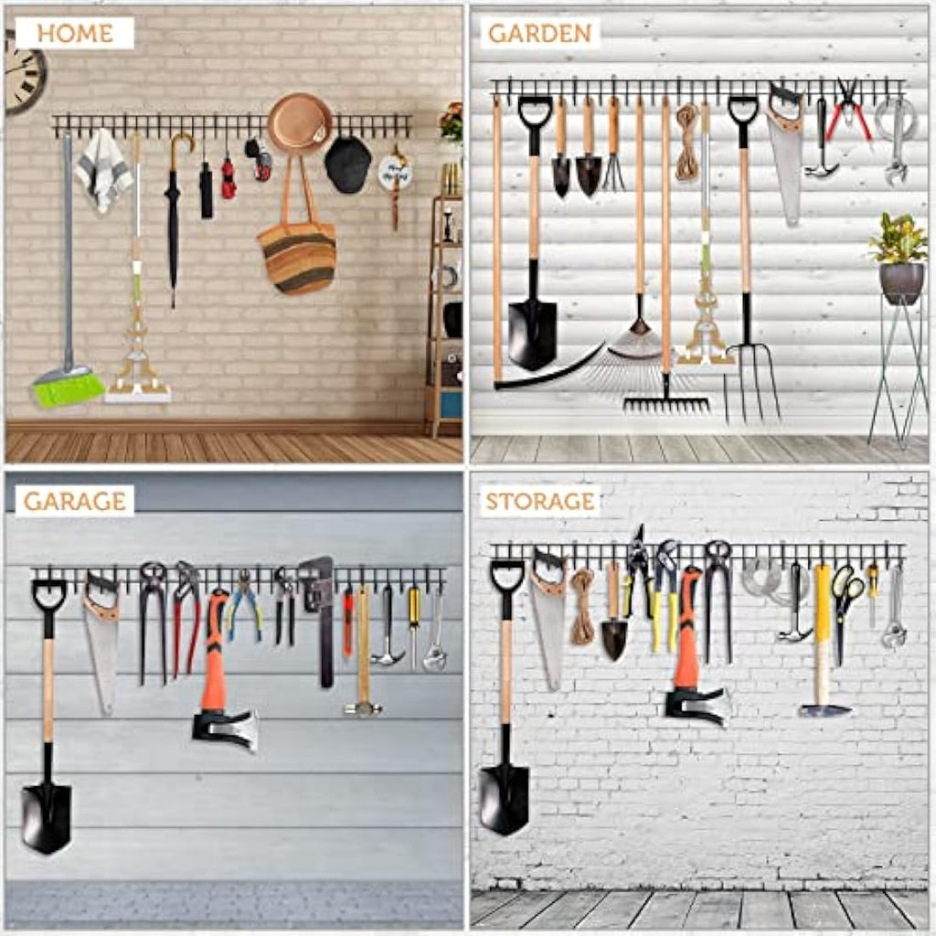Garden Tool Rack – 64" Heavy-Duty Wall Mount Garage Organizer
