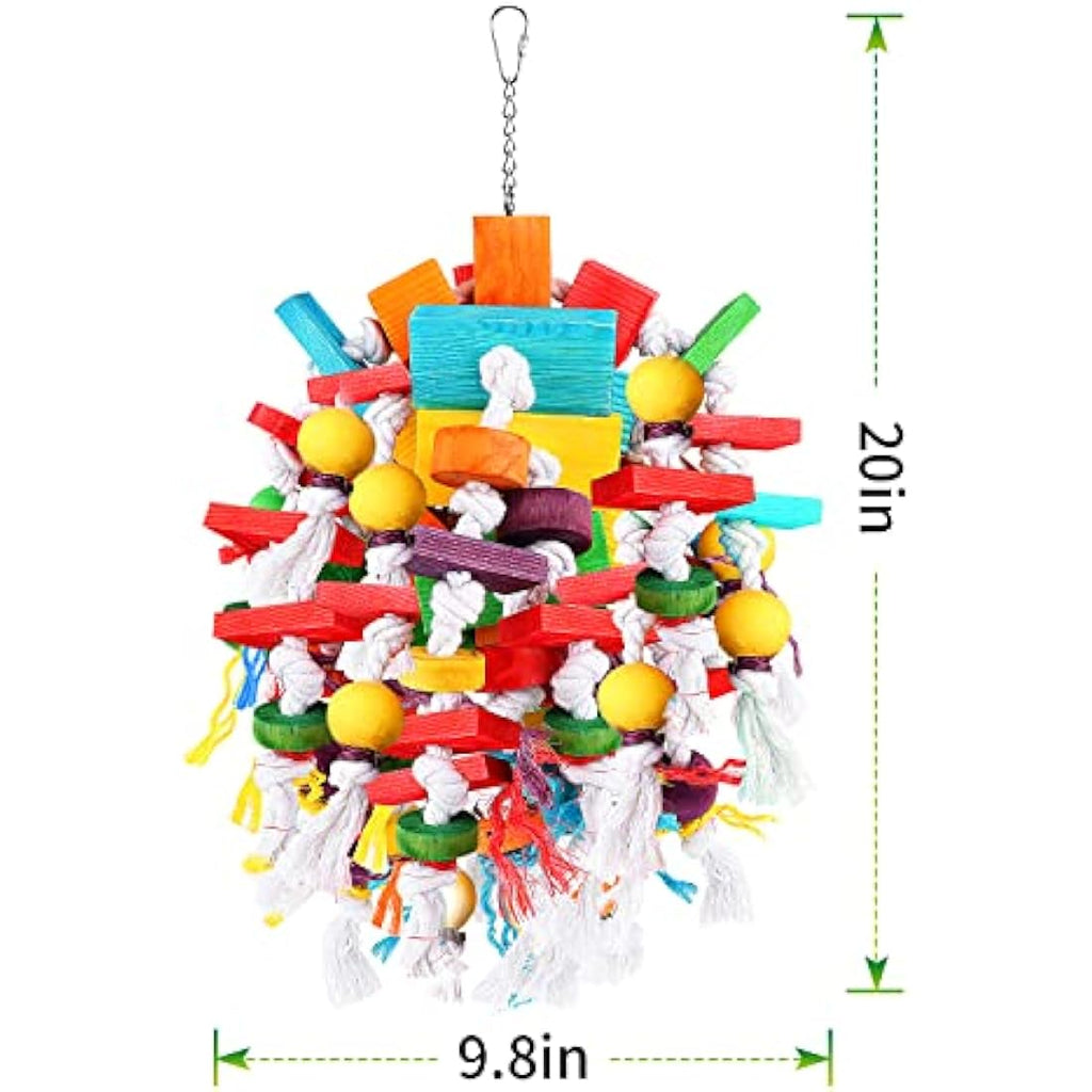 Jijizhazha Large Parrot Chewing Toy – Natural Wood Blocks for Macaws