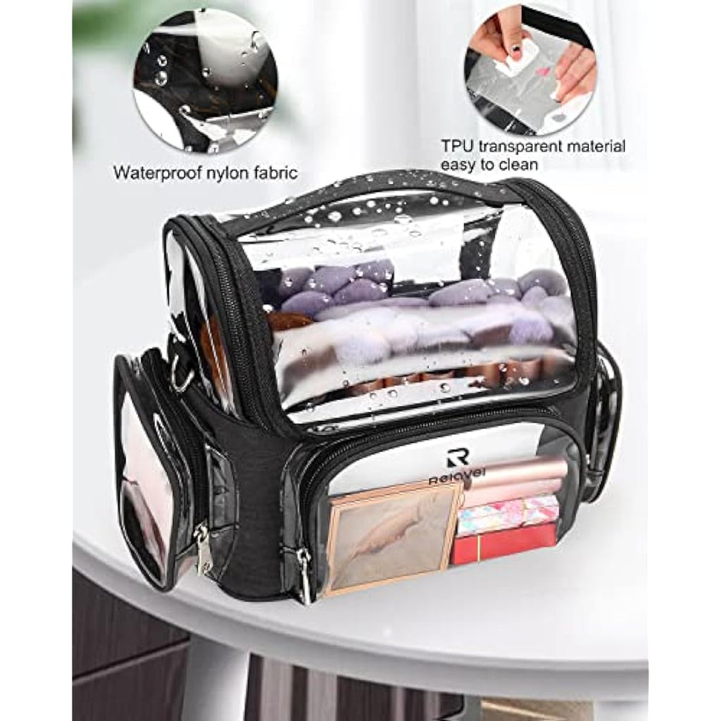 Relavel Professional Makeup Brush Case | Clear Waterproof Travel Organizer