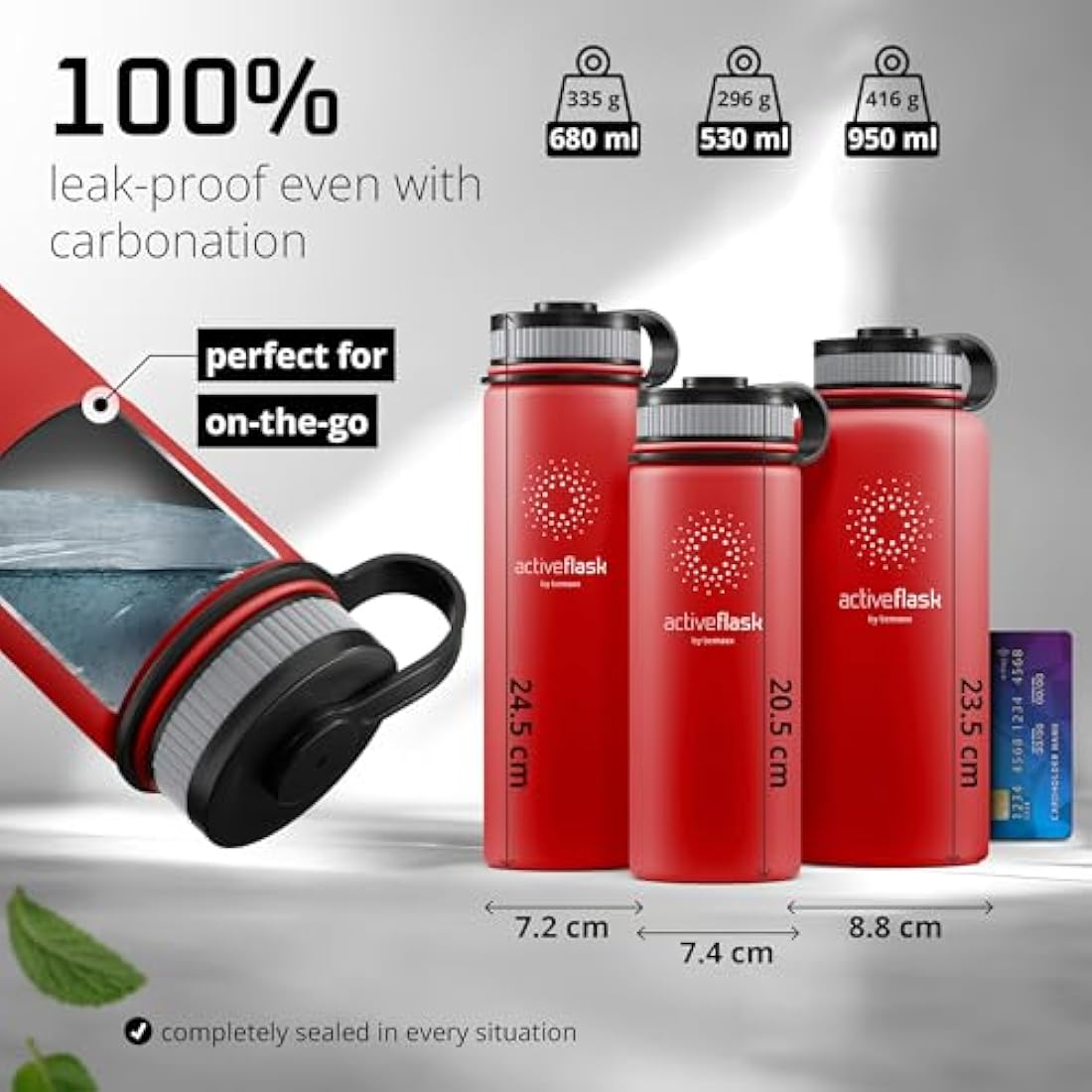 Jolof Store Insulated Stainless Steel Water Bottle | 3 Lids | 1L & 0.5L