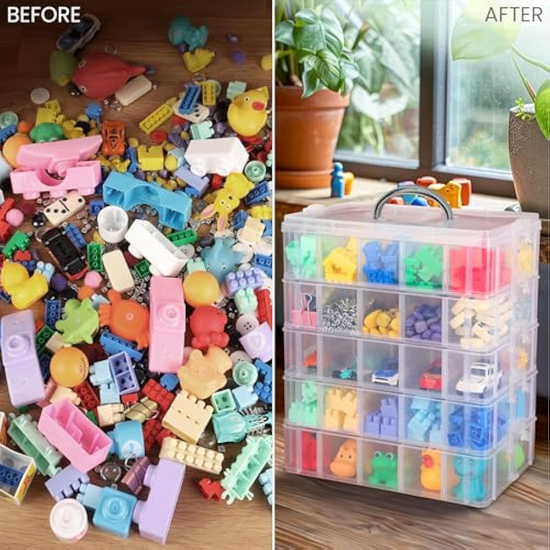 Belle Vous 5-Tier Craft Storage Box | 50-Compartment Plastic Organiser