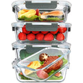 MCIRCO Glass Meal Prep Containers – 5 Pack 1040ml Airtight Food Storage