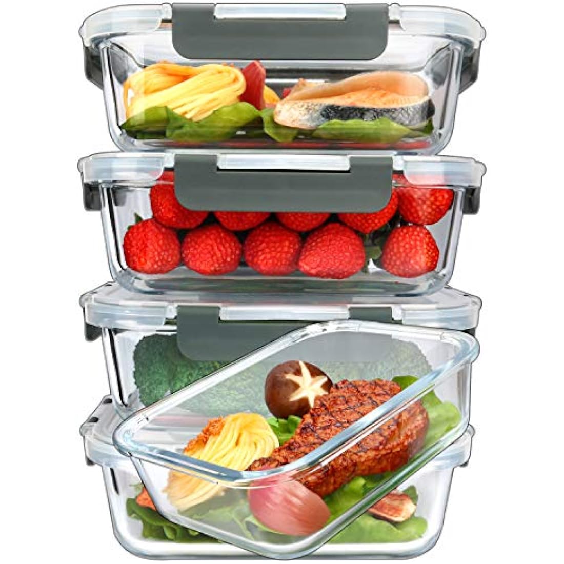 MCIRCO Glass Meal Prep Containers – 5 Pack 1040ml Airtight Food Storage