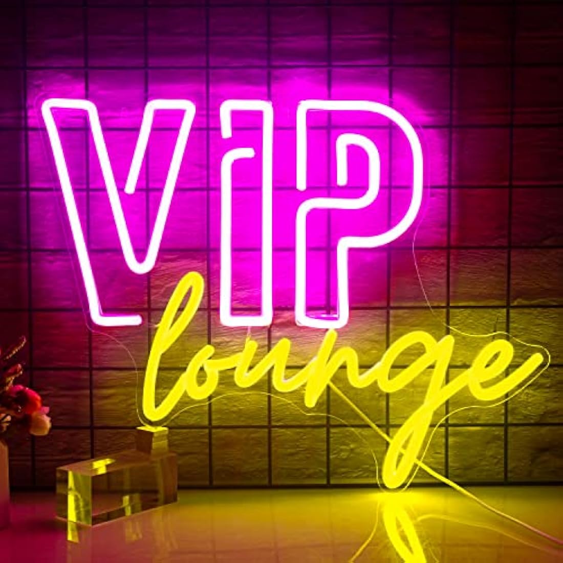 Jolof Store VIP Lounge LED Neon Sign – Pink & Yellow Wall Decor