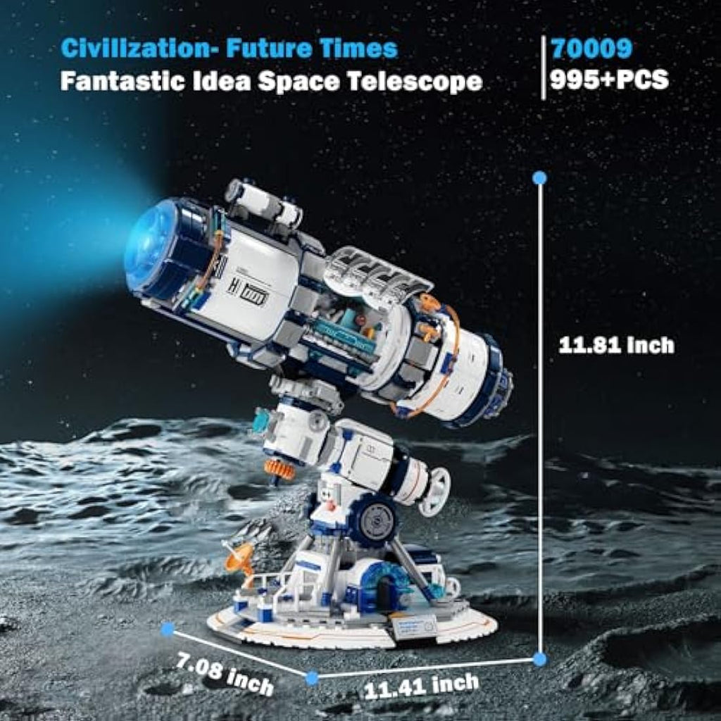 JMBricklayer Space Telescope Building Set with Lights - 995PCS Model Kit