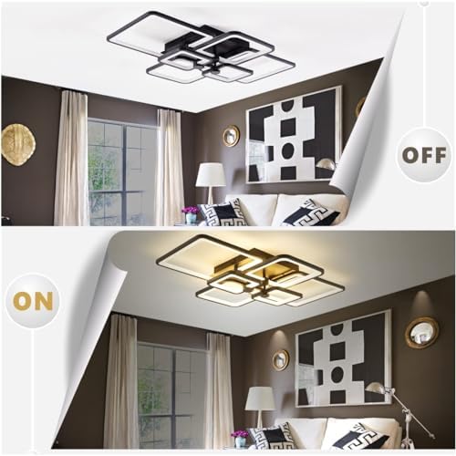 HIHIHOMY Modern LED Ceiling Light – 78W Dimmable Geometric Flush Mount